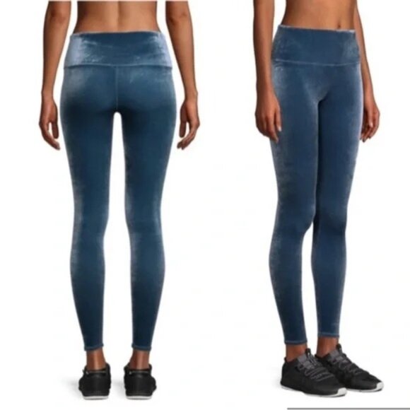 ALO Yoga Pants - Alo Yoga Posh Leggings In Velvet Velour Blue High Waist Full Length Size S